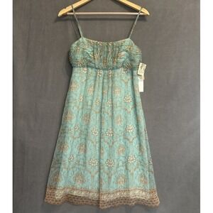 NWT Muse 100% Silk Slip‎ Dress Babydoll Size 4 Blue Vintage Y2K Fairy Deadstock